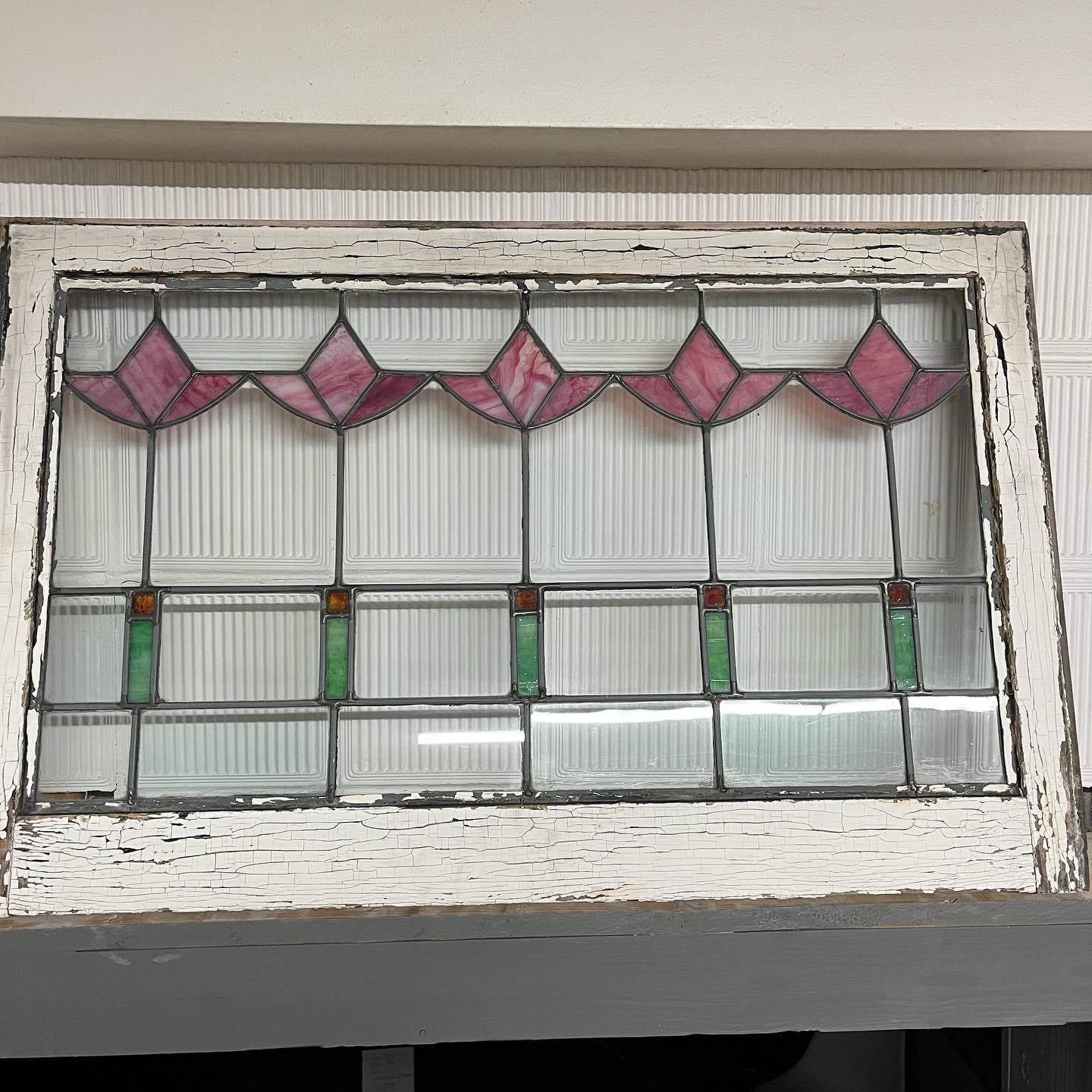 Antique Stained Glass Window - Tulips
