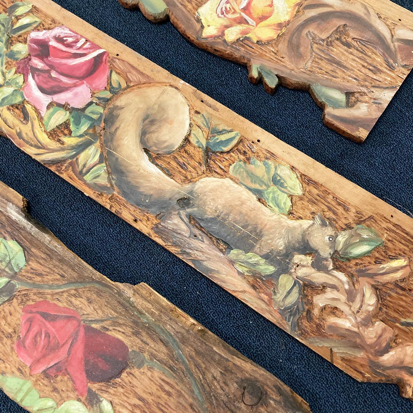 Antique Hand Carved/Painted Wood Trim Pieces