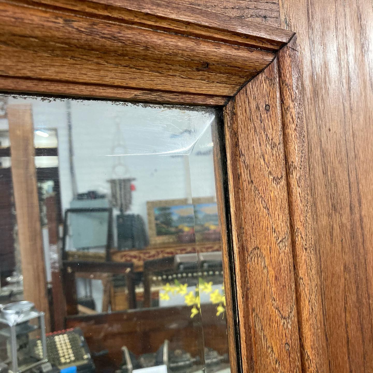 Oak Entry Door with Original Thick Beveled Glass