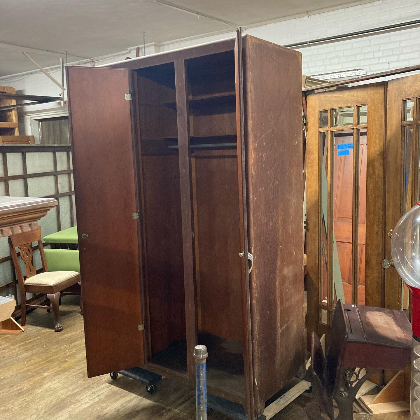 Vintage Industrial Wood Coat Closet/Locker
