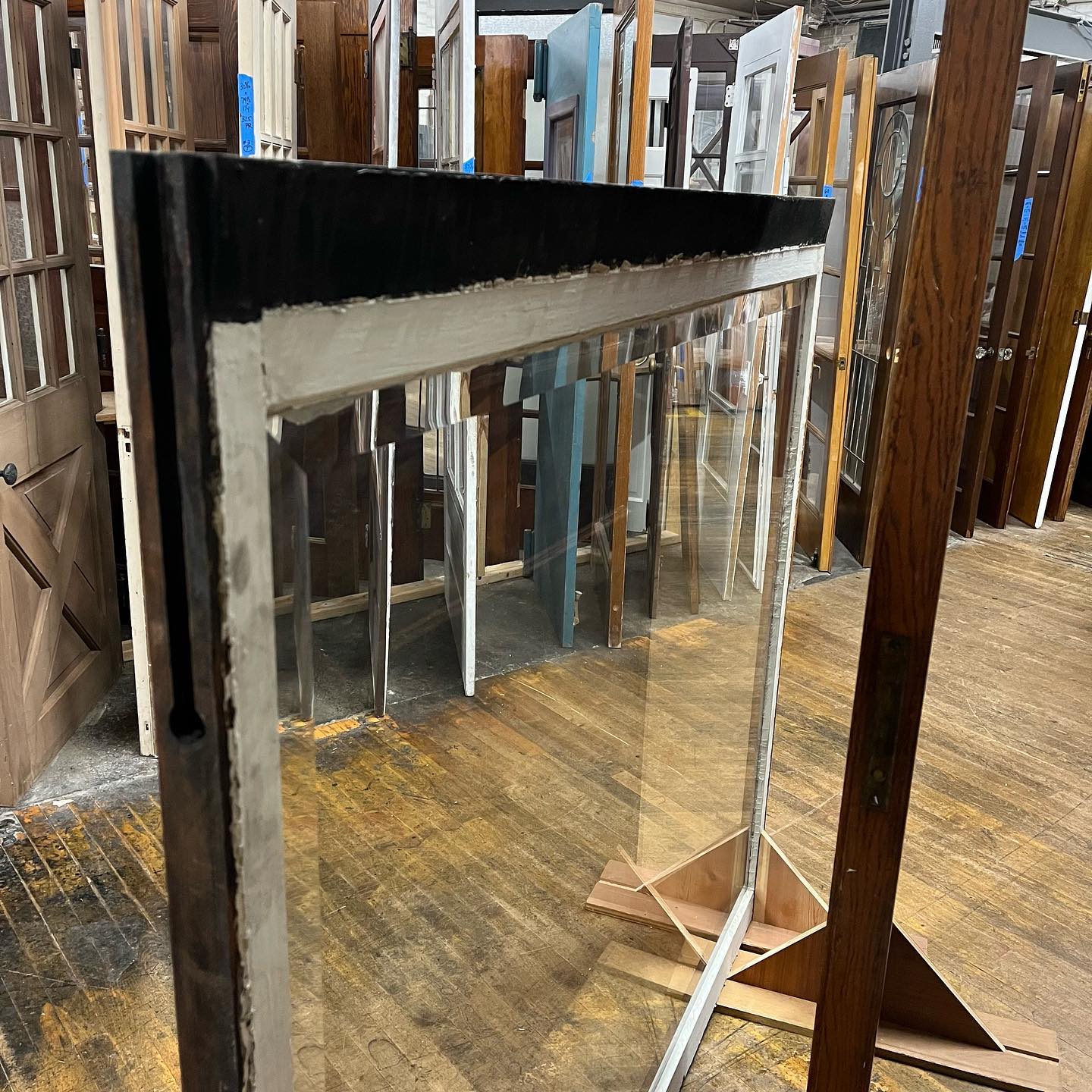 Large Antique Beveled Glass Picture Window