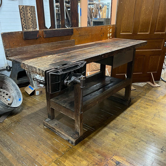 Vintage Industrial Pattern Makers Work Bench with Oliver Vise