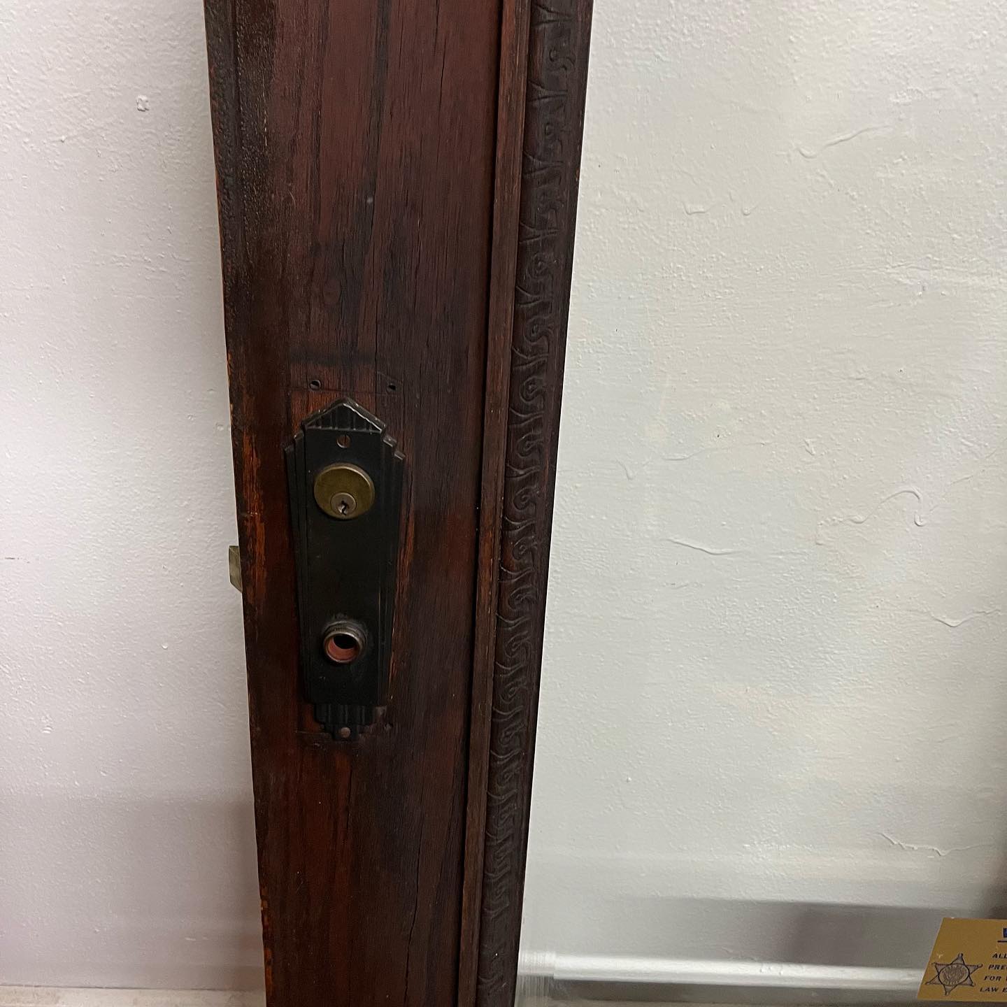 Antique Oak Entry Door with Original Beveled Glass