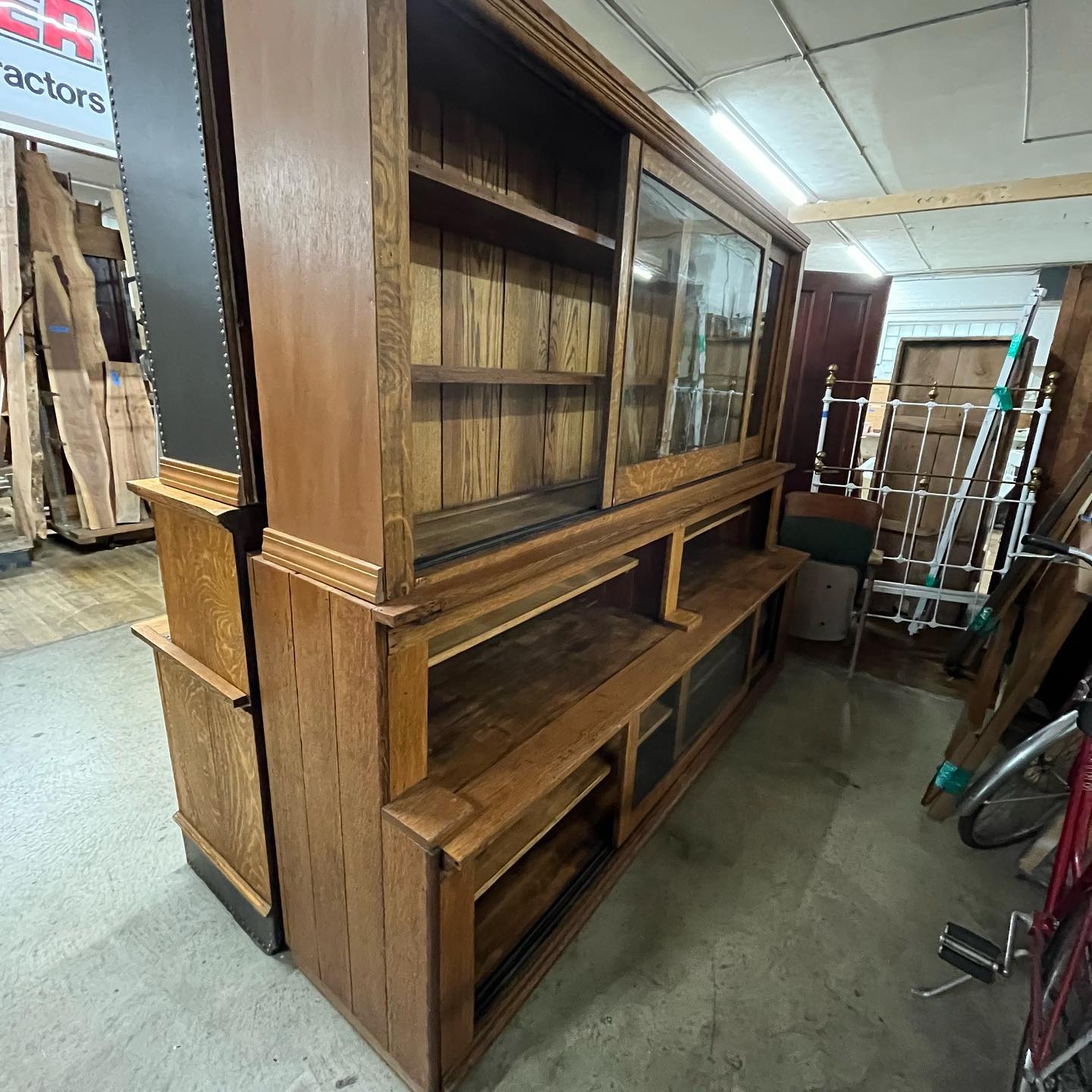 Antique Oak Pharmacy Apothecary Cabinet