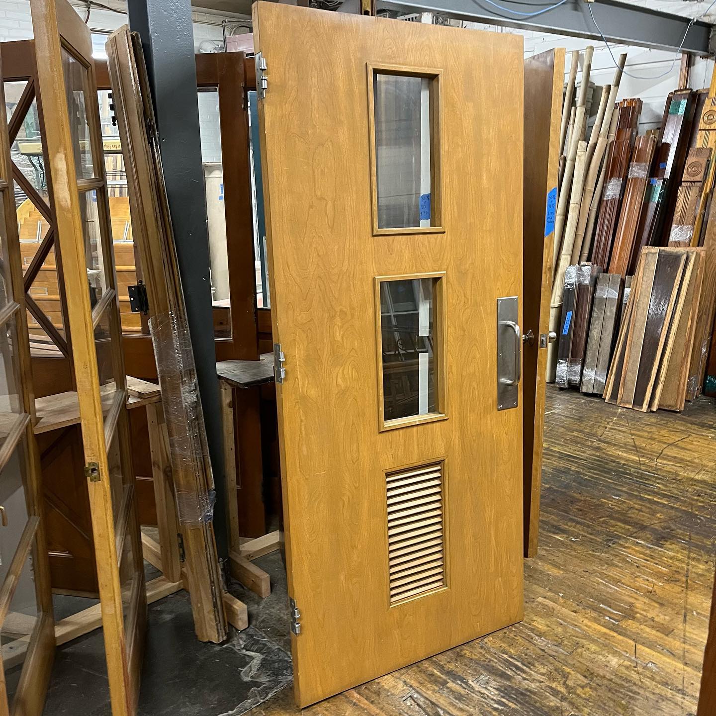 Mid-Century Door with Glass Panes