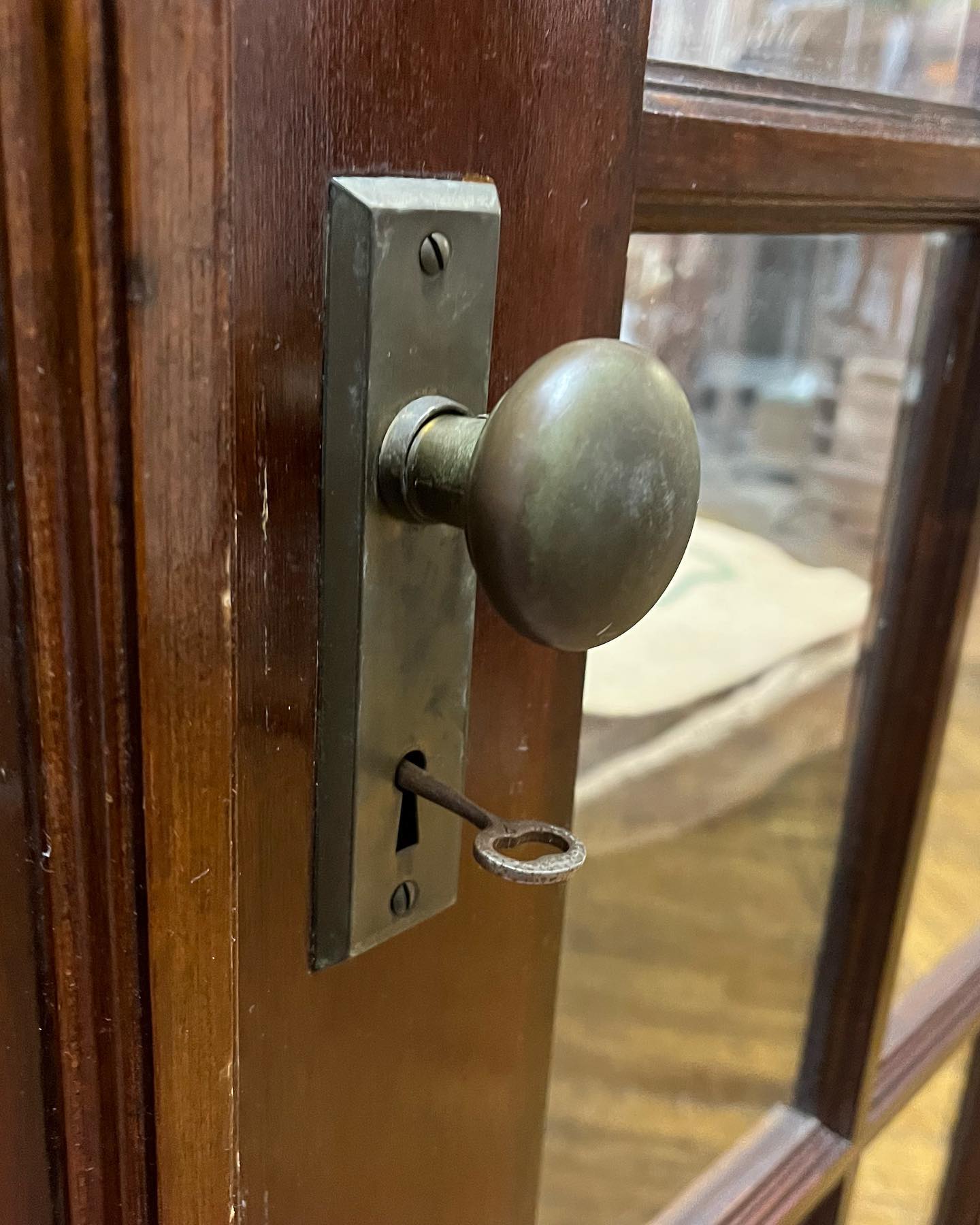 Late 1920s French Doors with Original Hardware and Skeleton Key