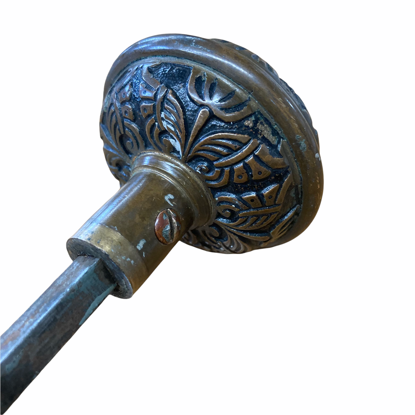Antique Solid Cast Brass Branford Door Knob Set With Backplates (c. 1893)