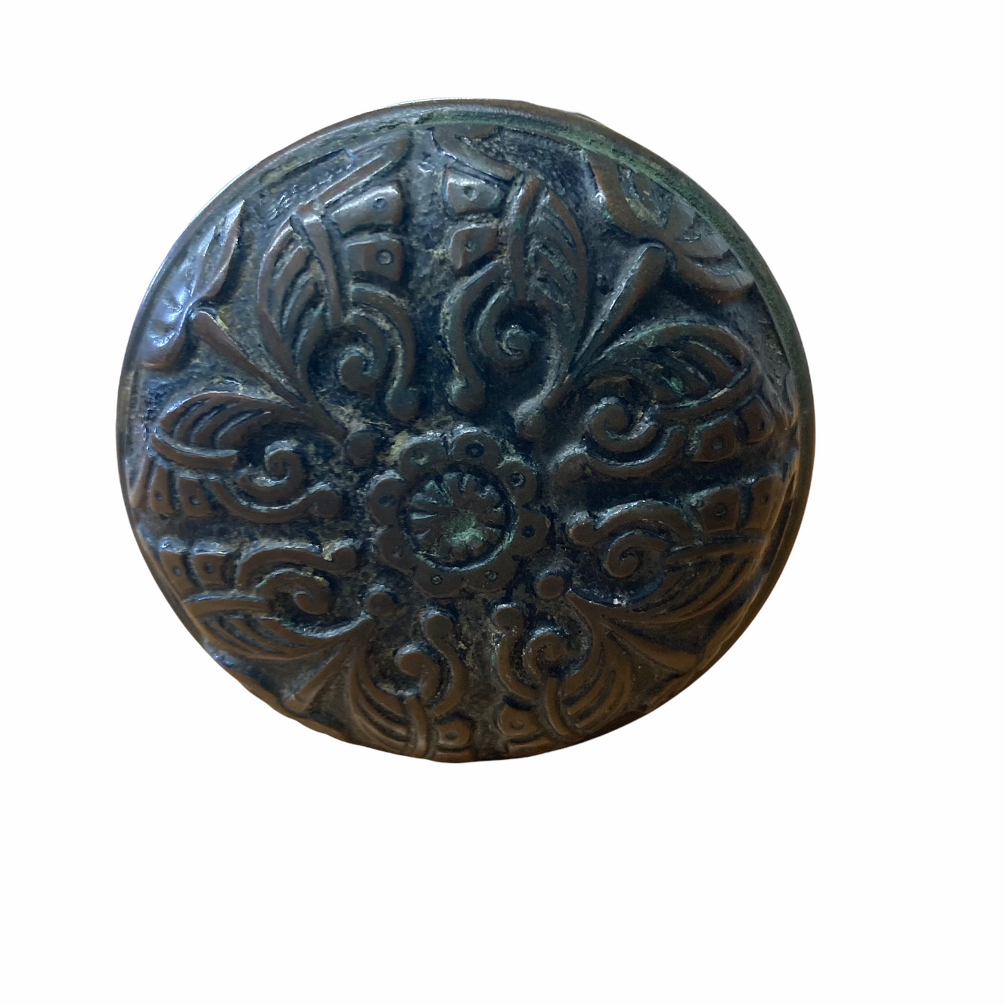 Antique Solid Cast Brass Branford Door Knob Set With Backplates (c. 1893)
