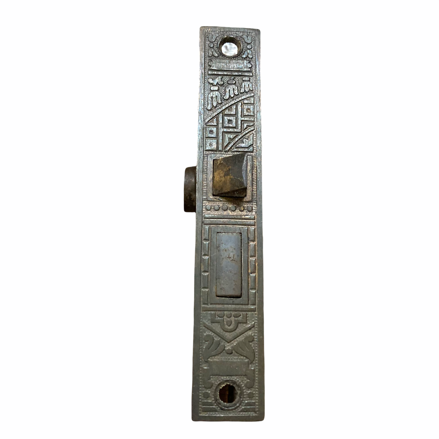 Antique Ornate Mortise Lock with Pair of Back Plates