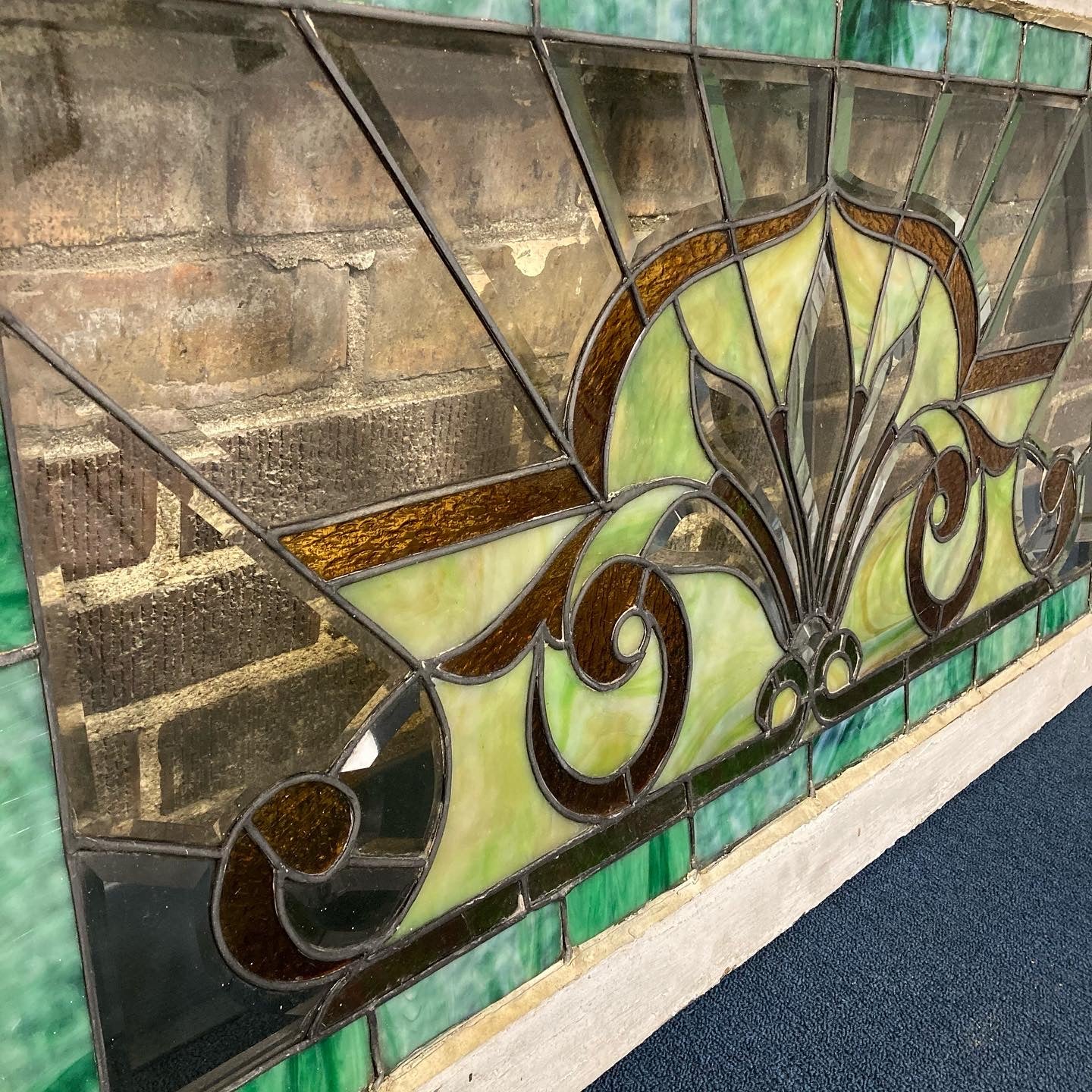 Antique Ornate Stained and Beveled Glass Window