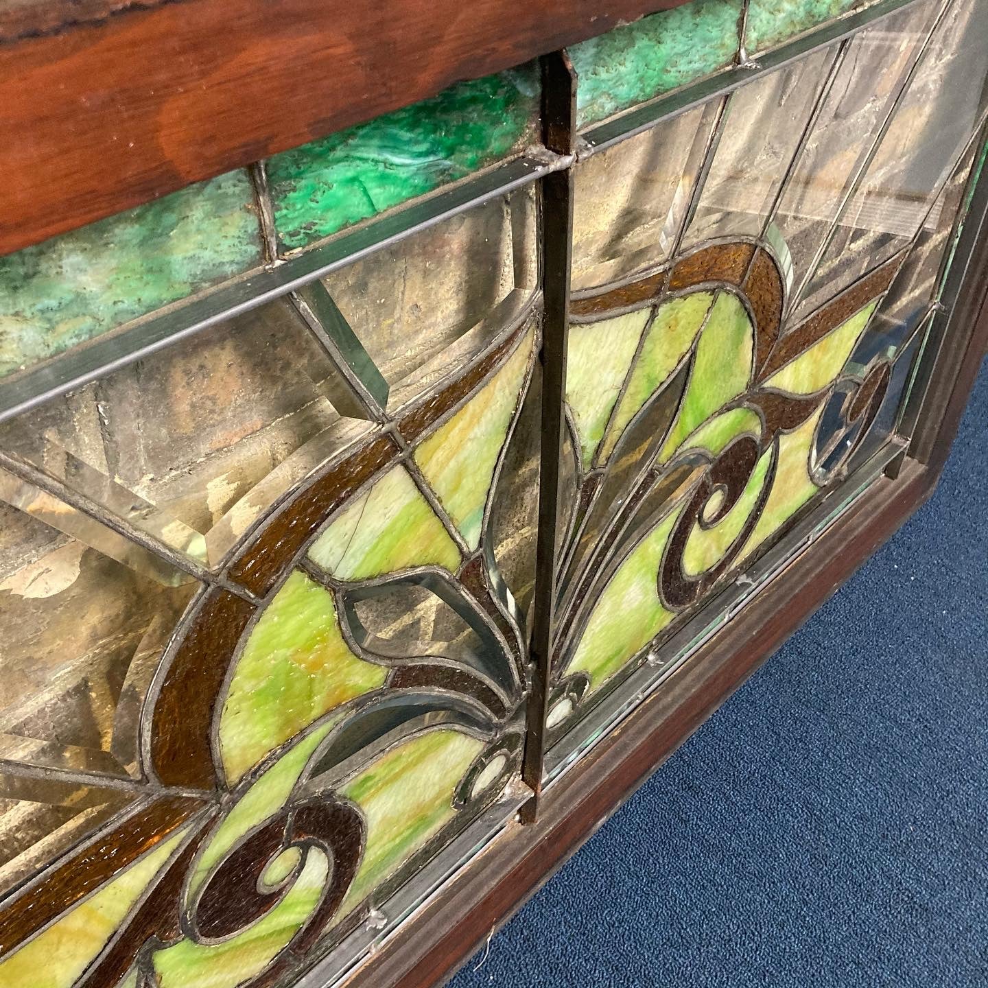 Antique Ornate Stained and Beveled Glass Window