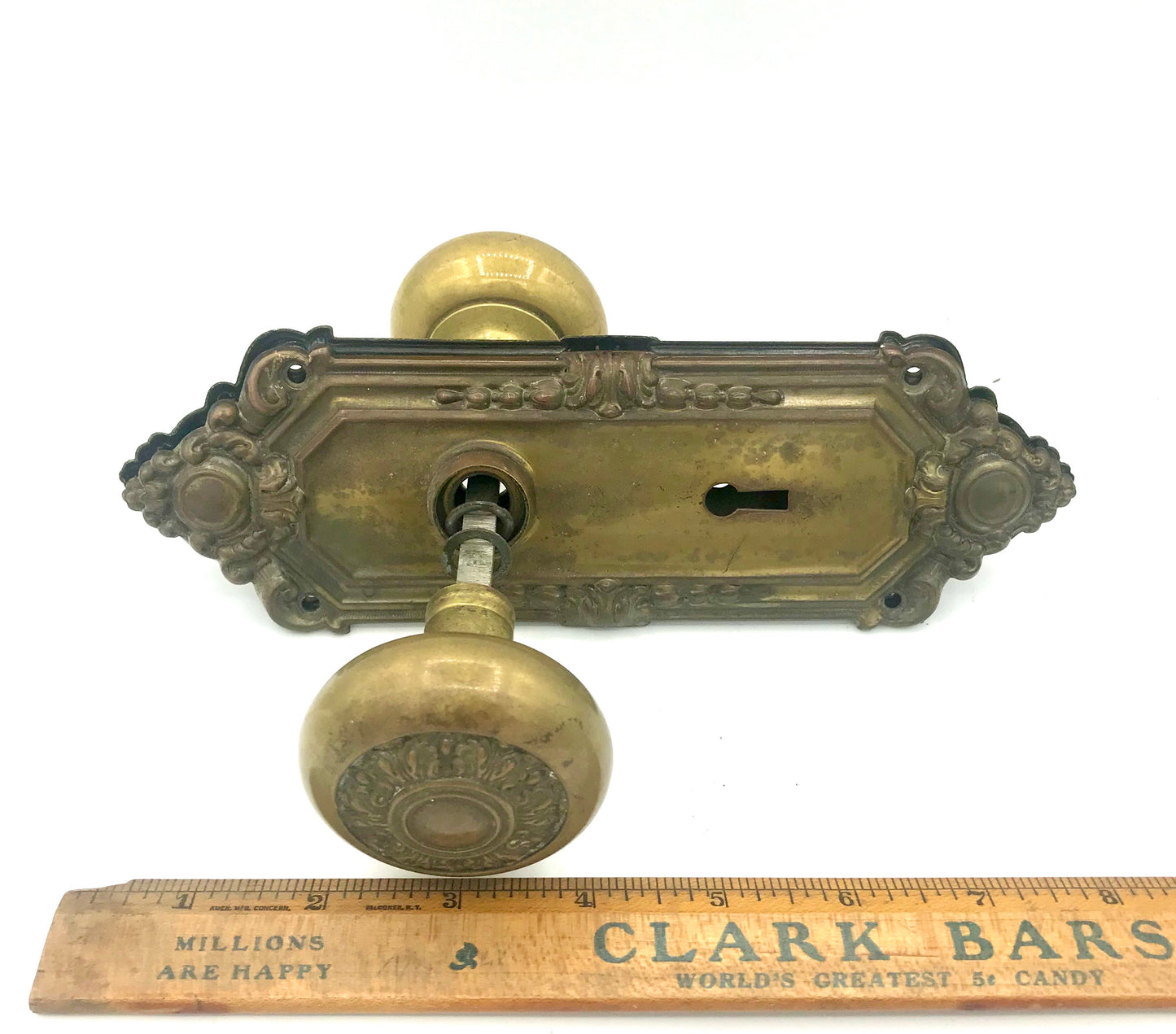 Antique Russell & Erwin Brass Doorknob Set c. 1909