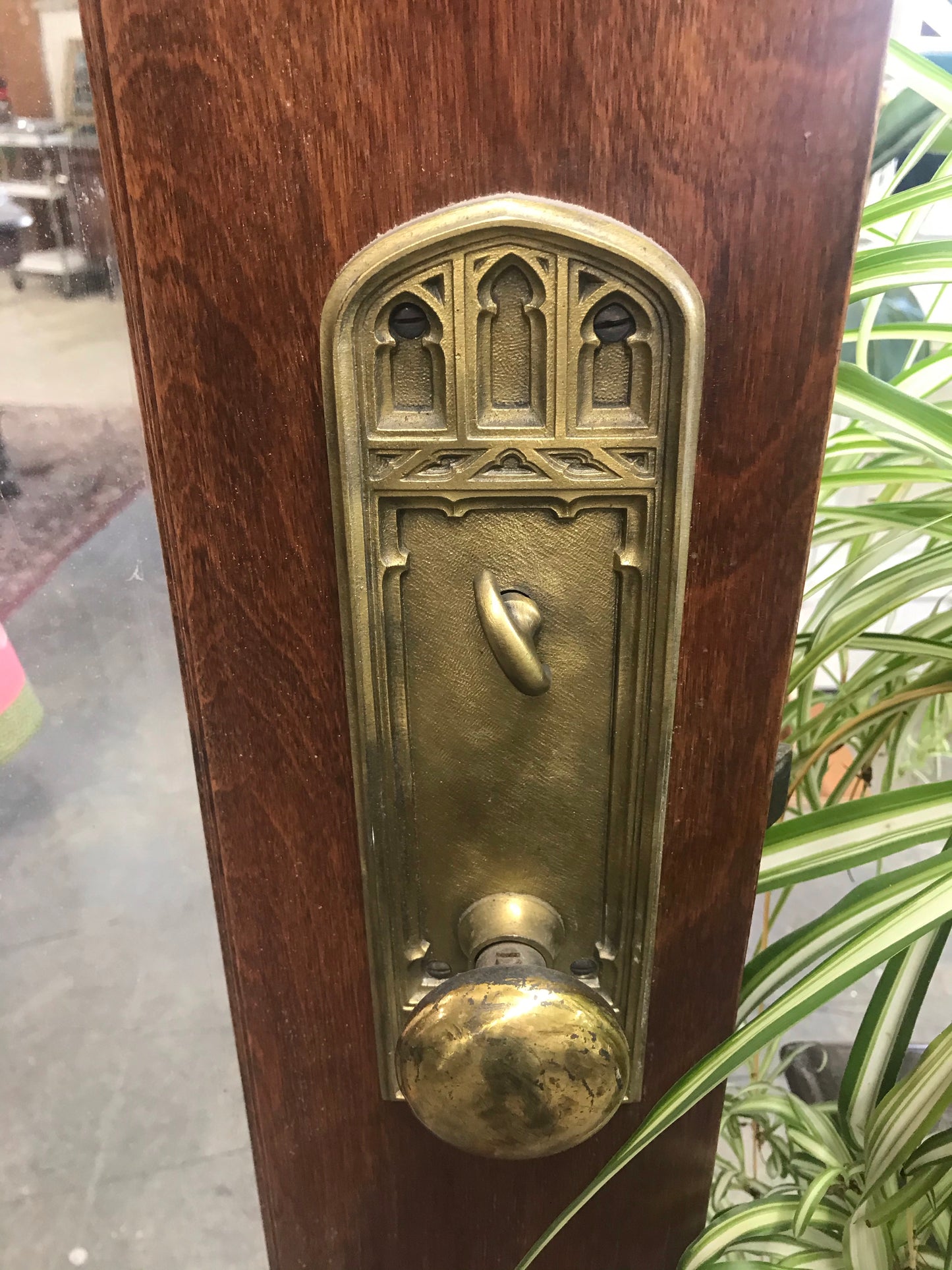 Antique Entry Door with Original Brass Hardware