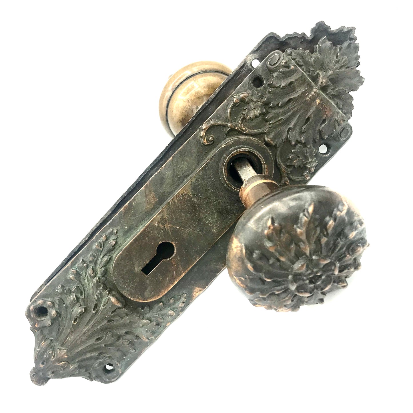 Russel and Erwin Brass Door Knob Set c. 1899