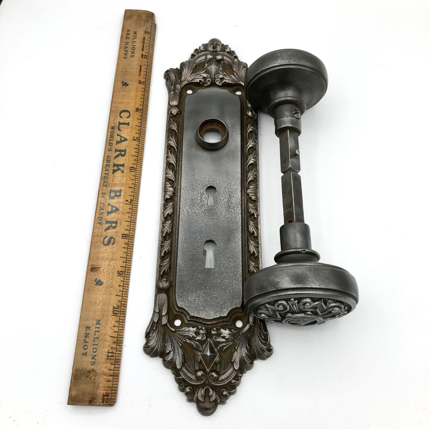 Ornate Cast Iron Door Knob with Cast (Chatham) Backplate