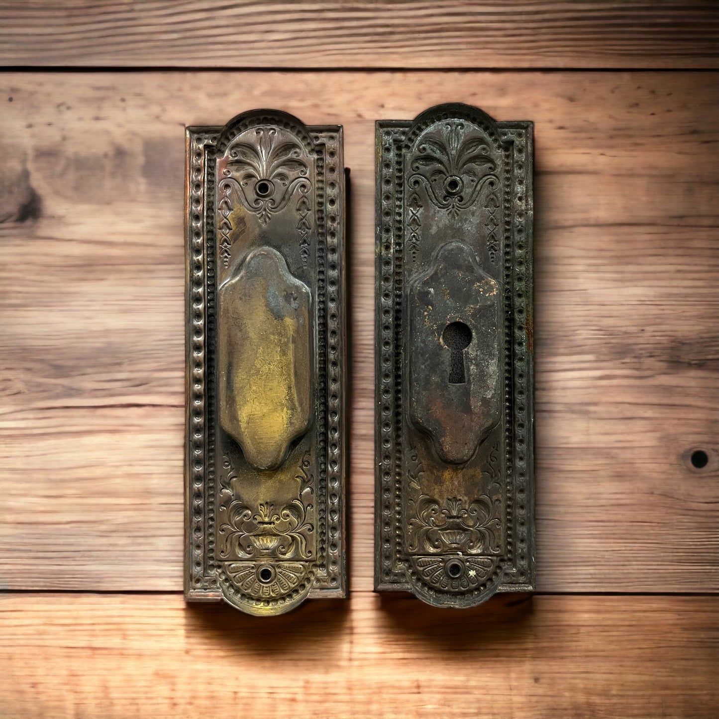 Antique Brass Pocket Door Plates