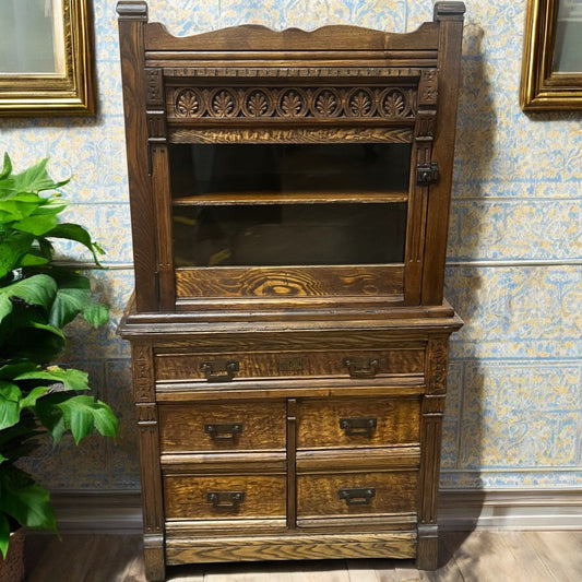 Ornate Antique Oak Doctor’s Cabinet