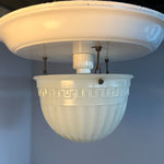 Load image into Gallery viewer, Antique Neoclassical Cast Opaline Glass Inverted Dome Pendant Light
