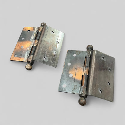 Pair of Antique Japanned Finish Copper Flashed Surface Mount Half Mortise Door Hinges