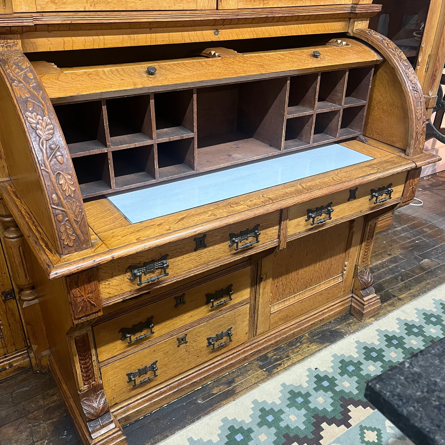 Huge Antique Victorian Hand-Carved Desk/Cabinet/Hutch/Bookcase (All Encompassing) Built-In