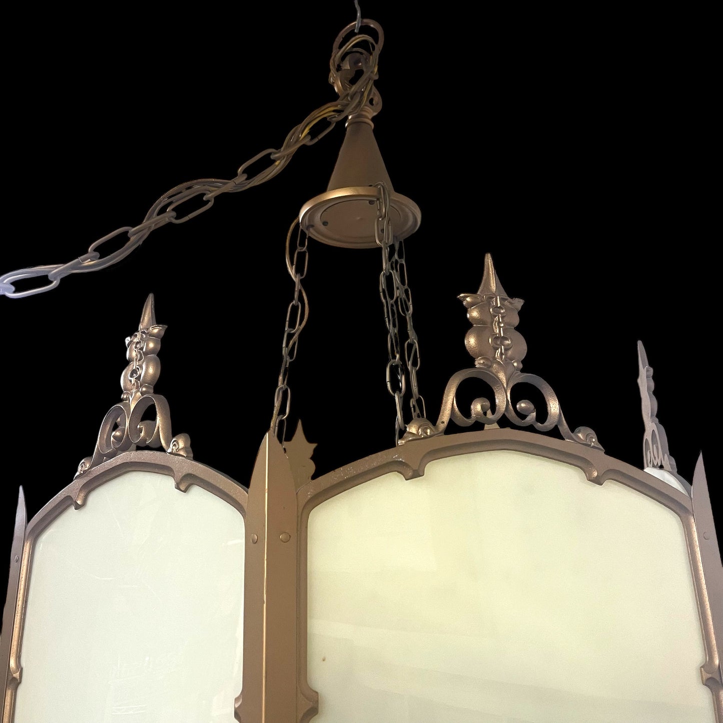 Vintage (c. 1950s) Large Heavy Steel Church Chandelier Light