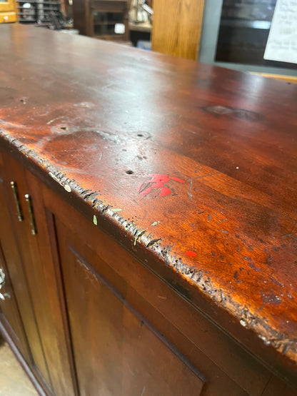 Huge Antique Solid Cherry Drug Store/Mercantile Cabinet with Tin Lining