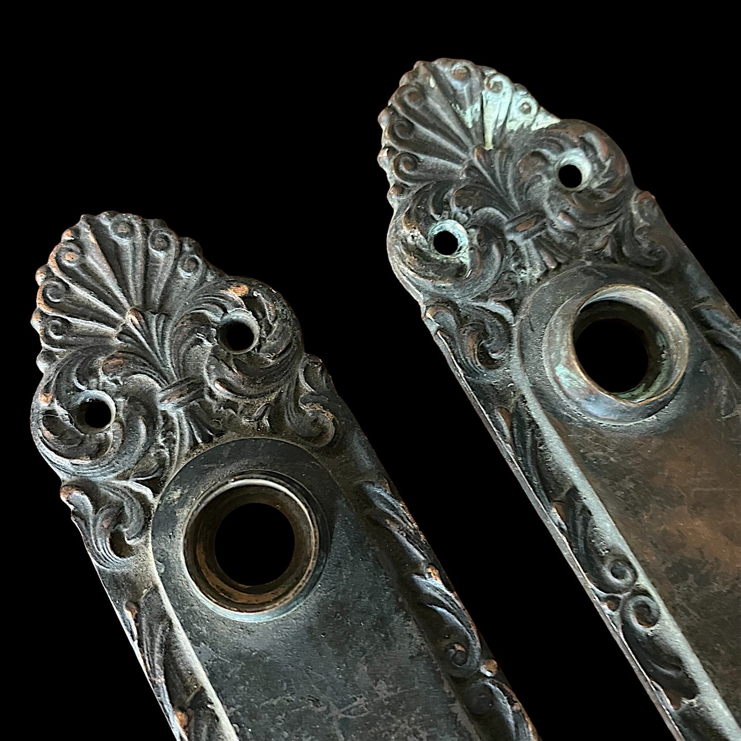 Antique Cast Bronze Escutcheons - Pair