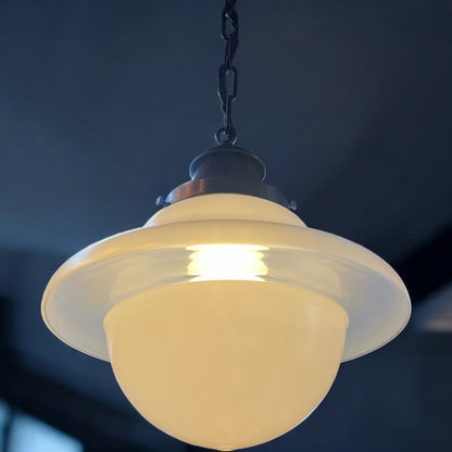 Antique Art Deco Pendant Light With Original Brass Fixture - Rewired