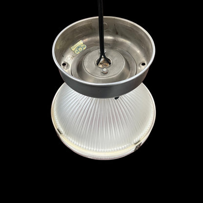 Vintage Holophane (No. 2110) Prismatic Glass Semi-Flush Light - Rewired