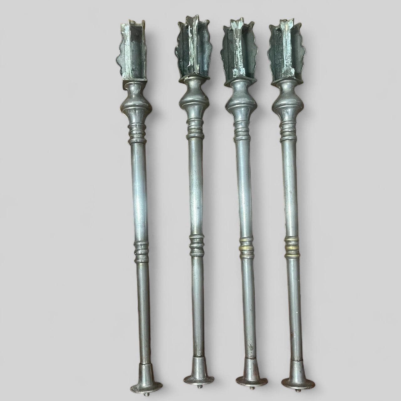 Early 1900s Solid Nickel-Plated Brass Marble Sink Legs - set of 4