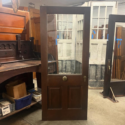 Antique Door with Wavy Glass and Doorbell