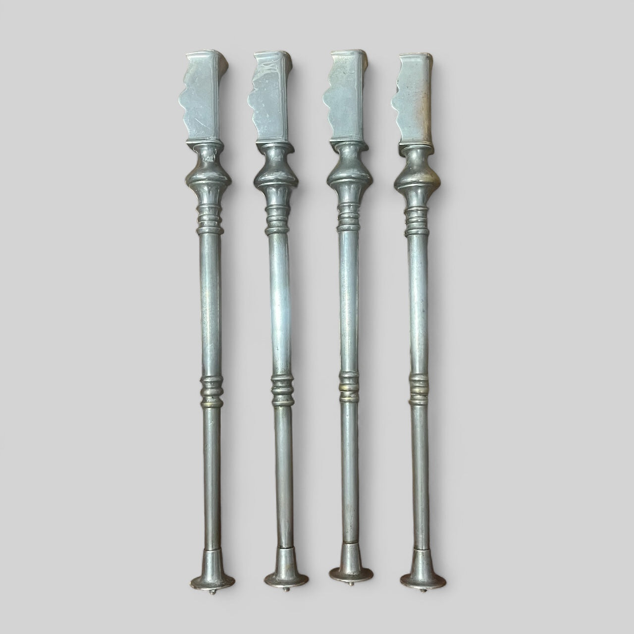 Early 1900s Solid Nickel-Plated Brass Marble Sink Legs - set of 4