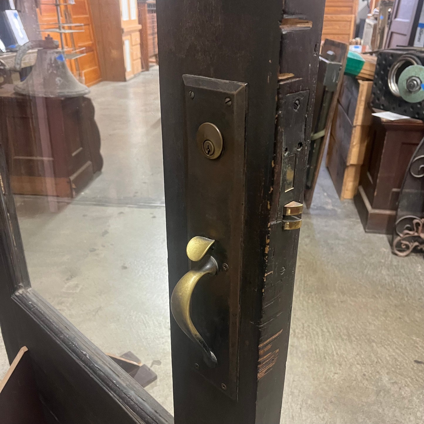 Large Antique Storefront Exterior Door With Thick Glass