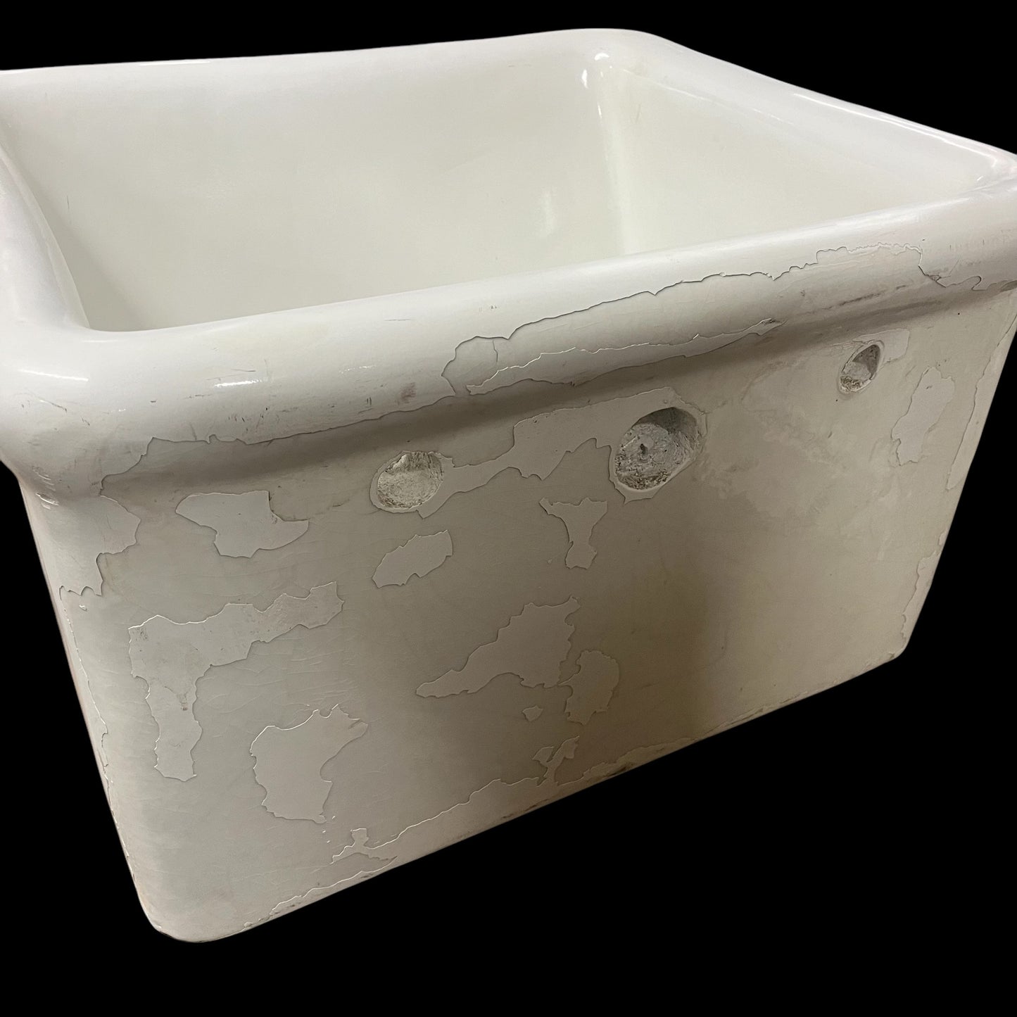 Large Basin Earthenware Antique Utility Sink With Legs