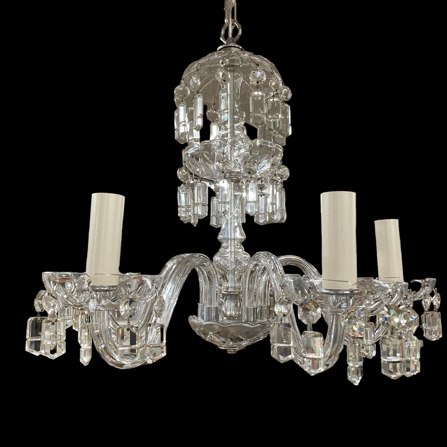 Antique Crystal Five Arm Chandelier (Rewired)