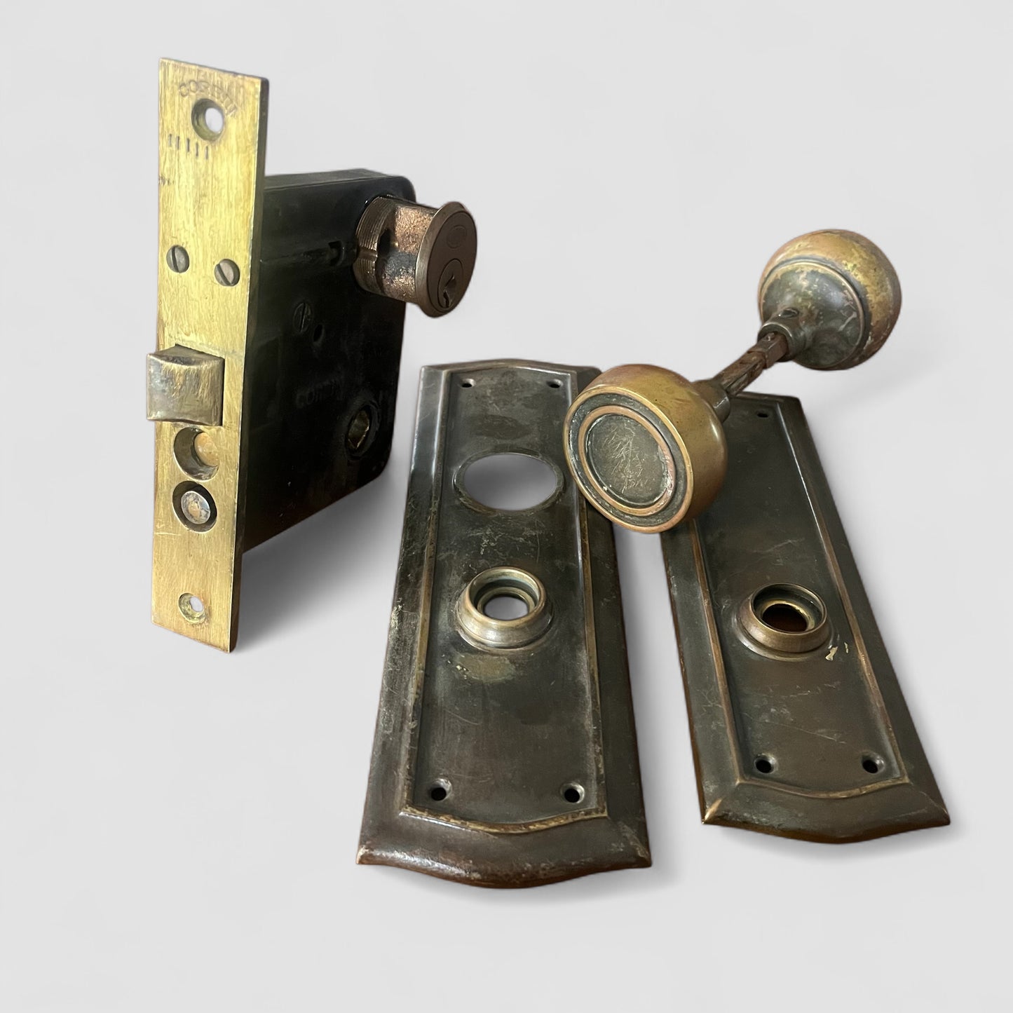 Antique Corbin Brass Exterior Door Hardware Set