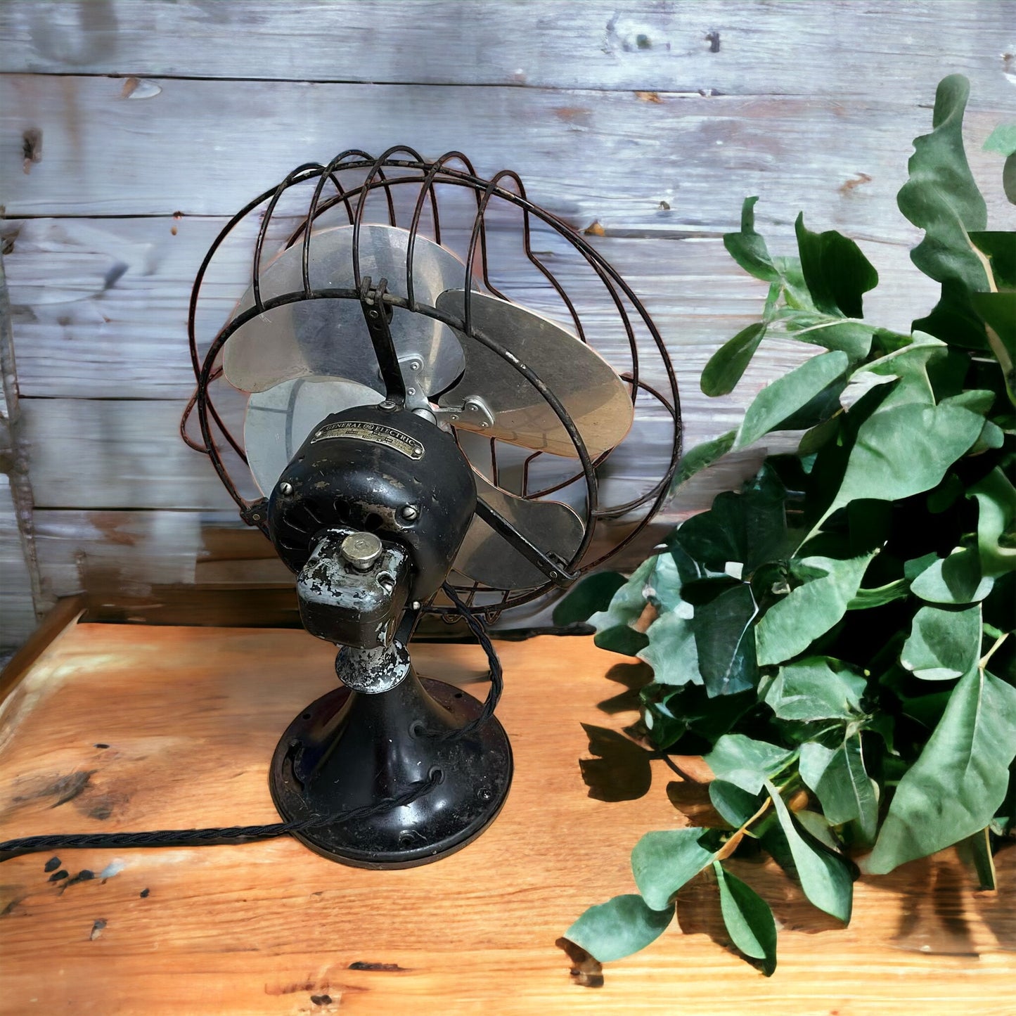 Vintage GE Desk Fan - Rewired With New Braided Cloth Wire/Vintage Style Plug