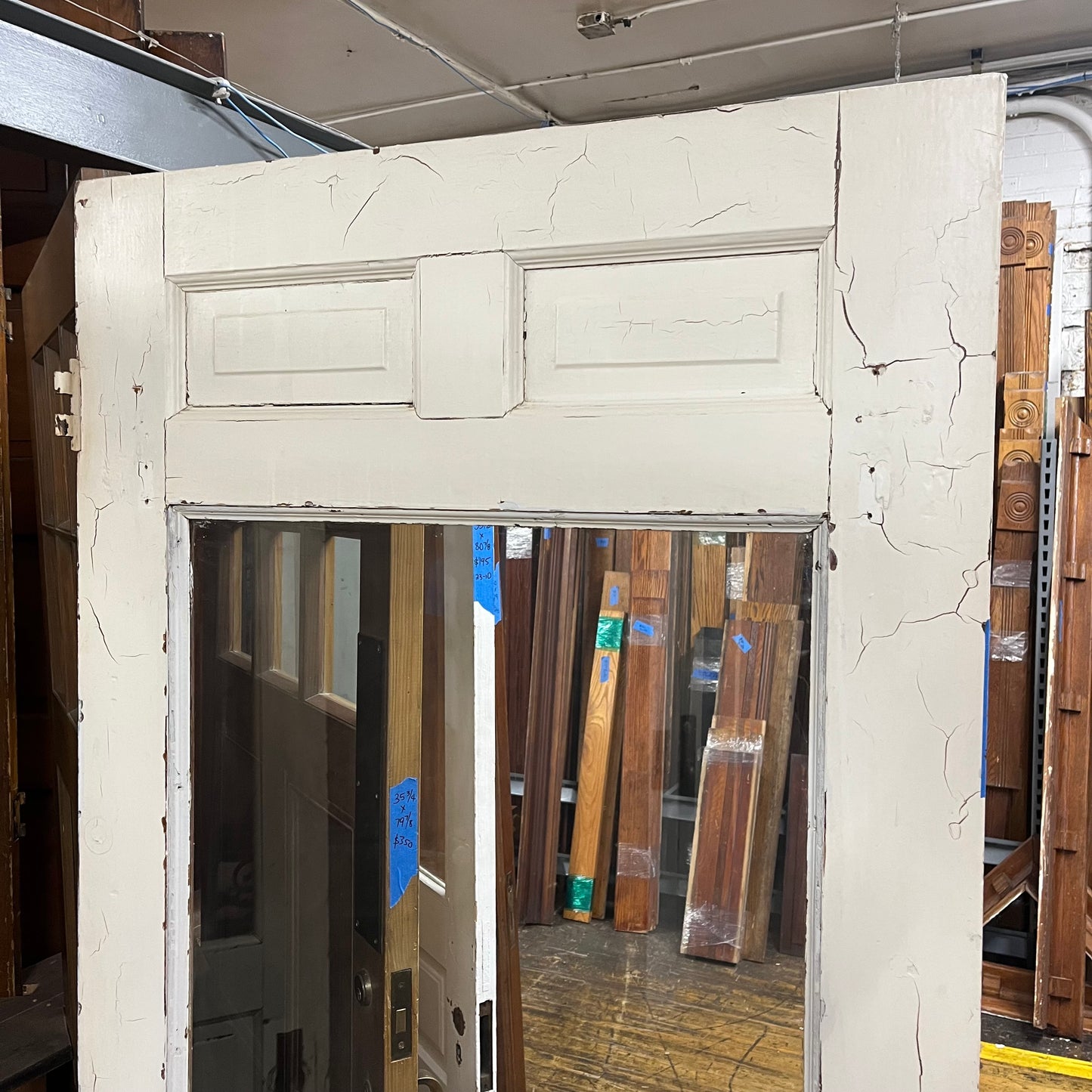 Antique Decorative Door With Half Glass and Original Hardware