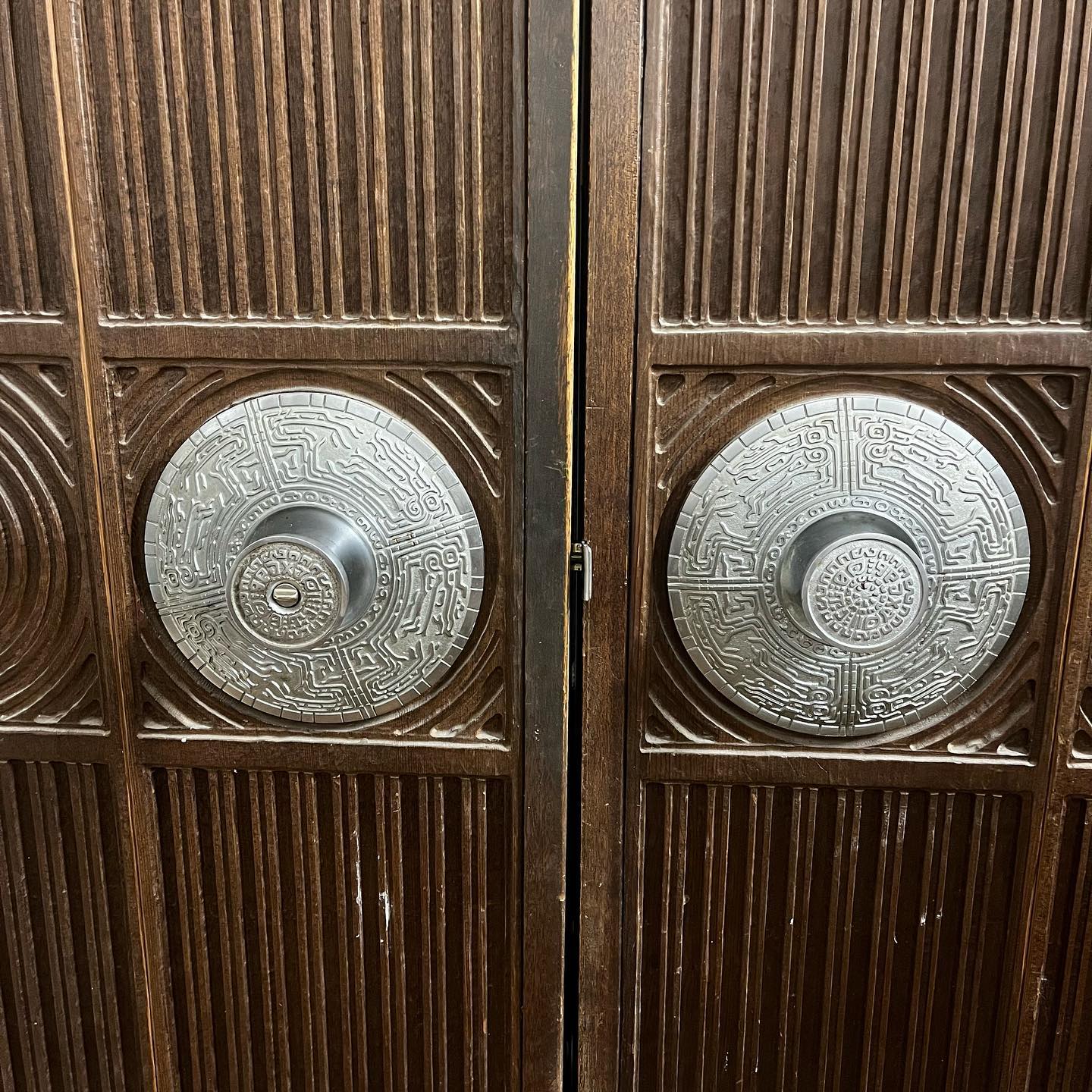 Mid Century Double Entry Doors With Original Hardware and Frame