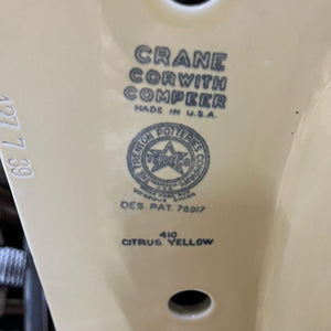1939 Citrus Yellow Crane Sink With Chrome Legs/Towel Bar