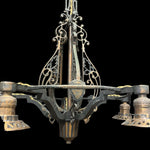 Load image into Gallery viewer, Antique Art Nouveau Five Arm Light/Chandelier (Rewired)

