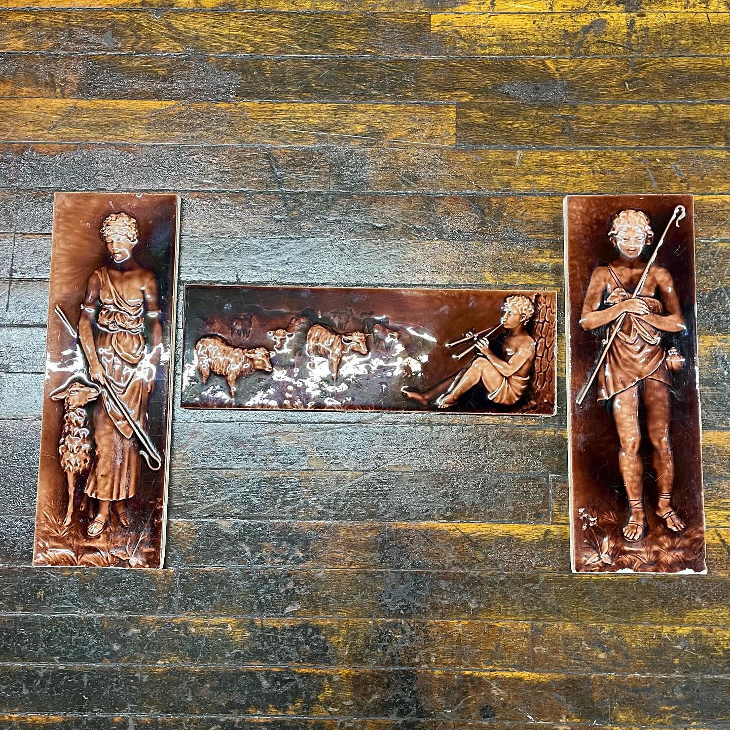 19th Century Trent Tile Co. - Set of Three Fireplace Tiles