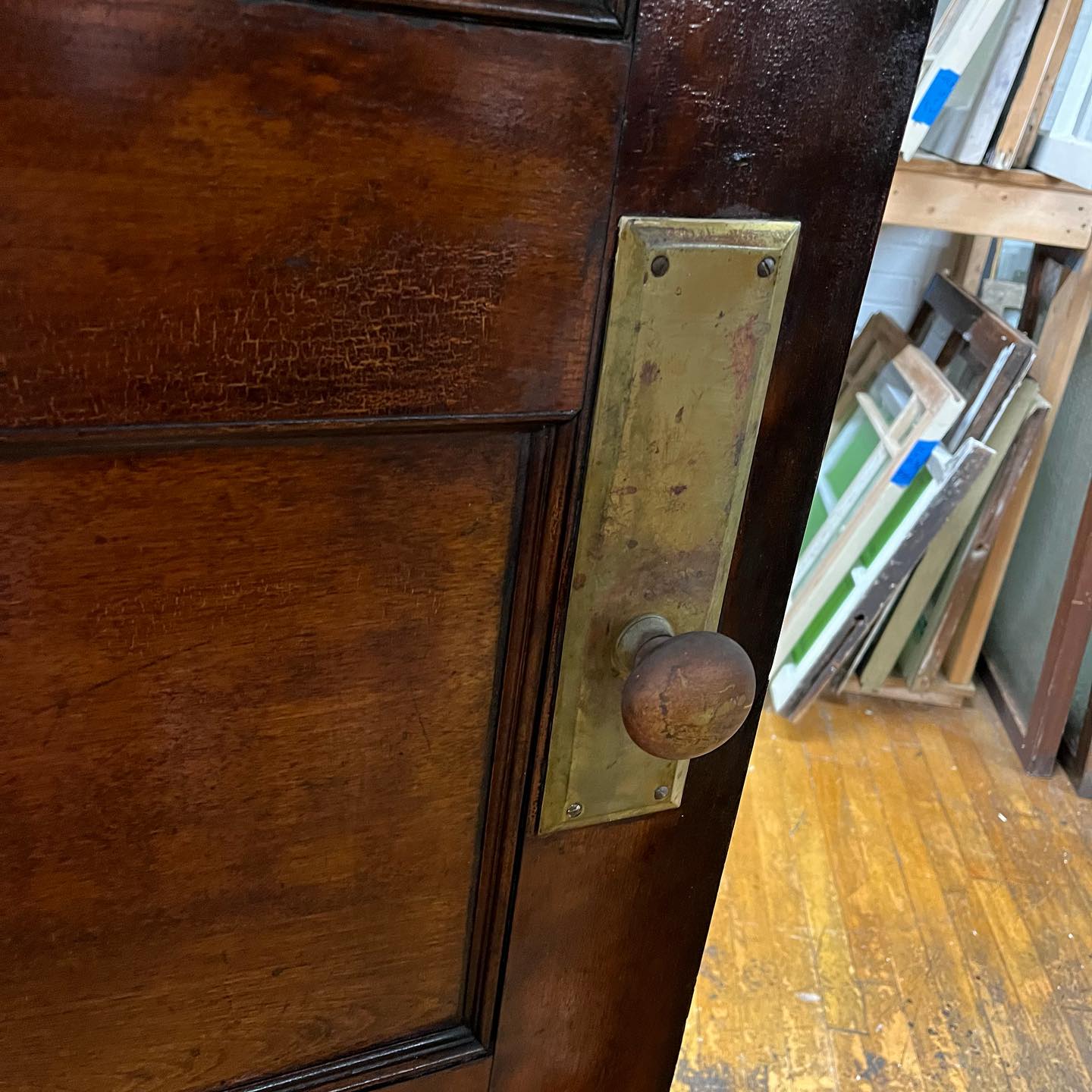 Antique Door with Florentine Glass and Original Hardware