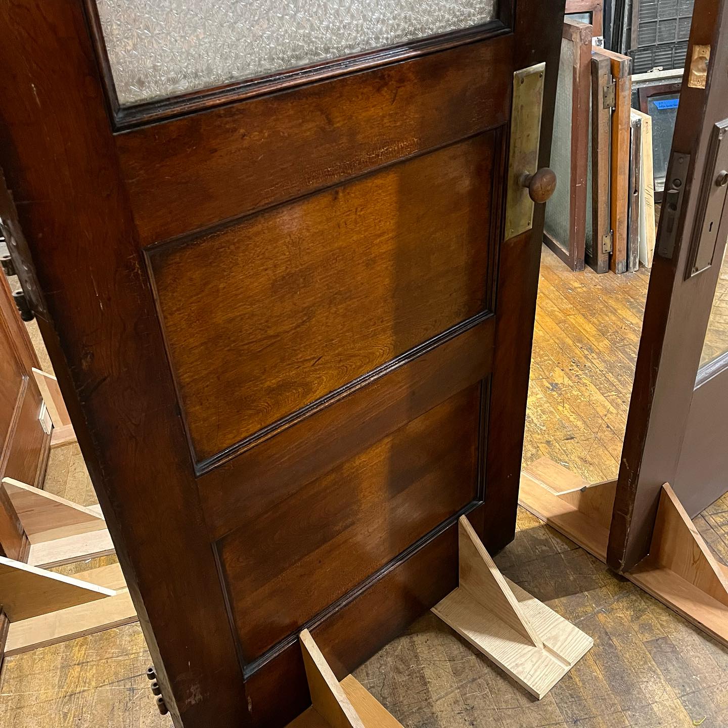 Antique Door with Florentine Glass and Original Hardware