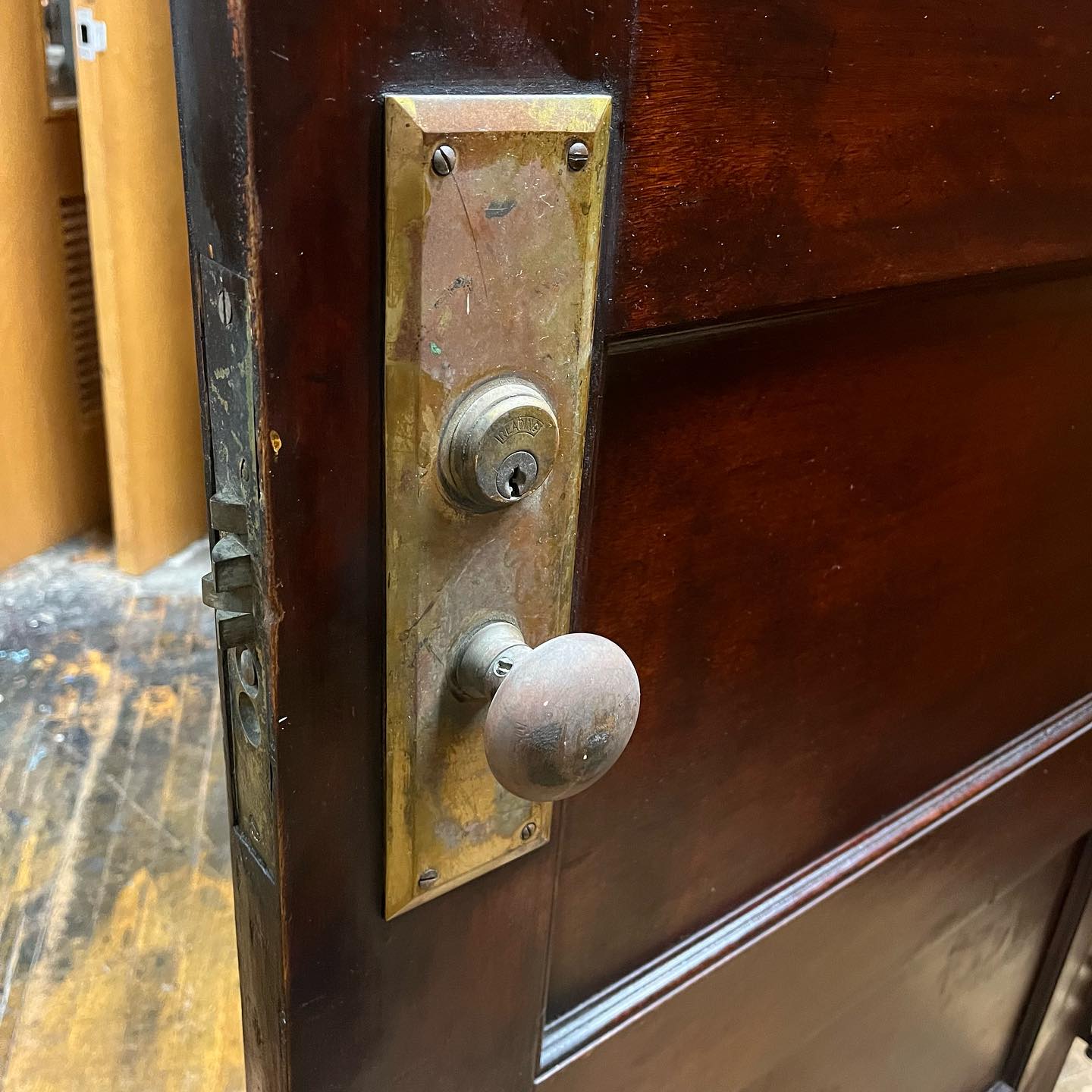 Antique Door with Florentine Glass and Original Hardware