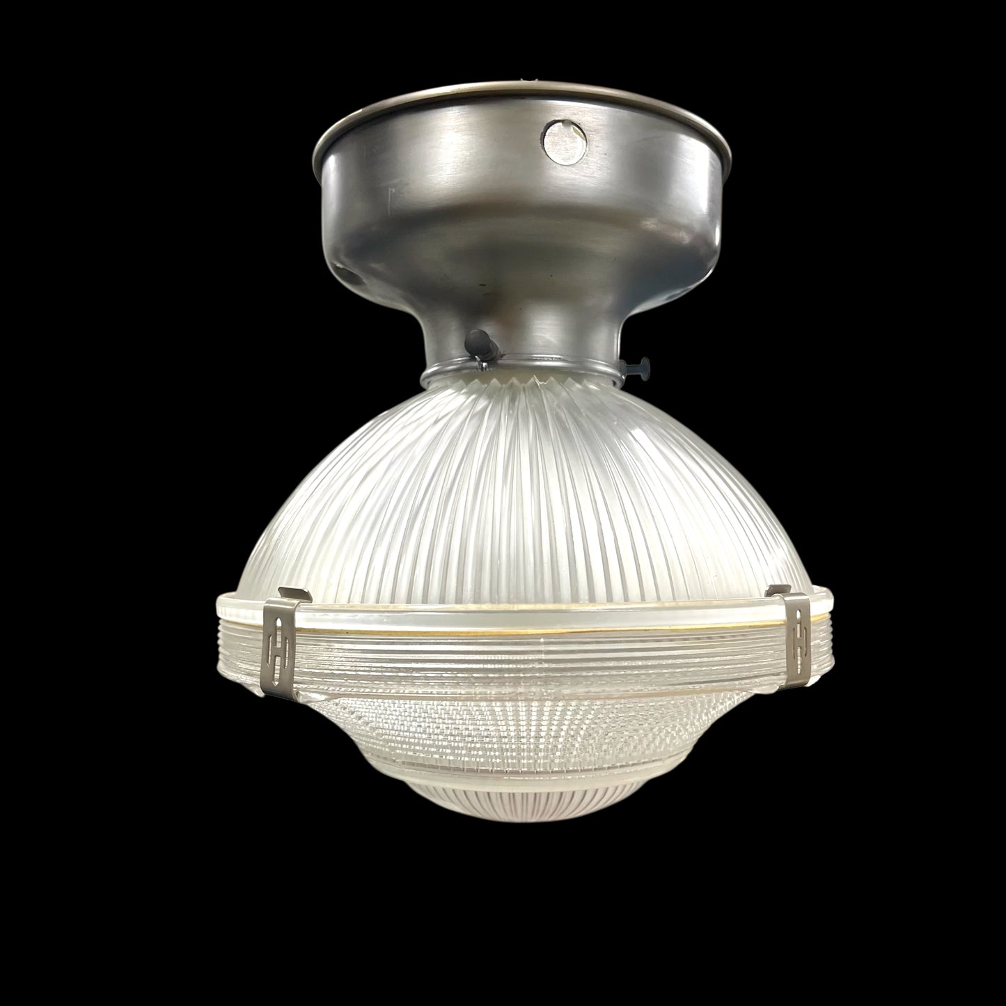 Vintage Holophane (No. 2110) Prismatic Glass Semi-Flush Light - Rewired