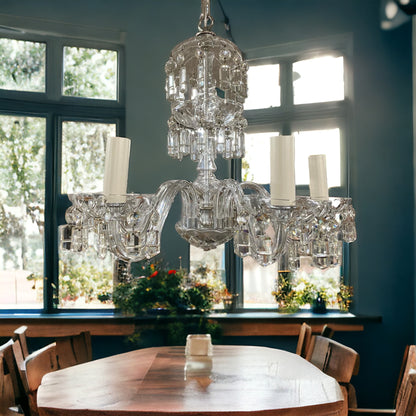 Antique Crystal Five Arm Chandelier (Rewired)