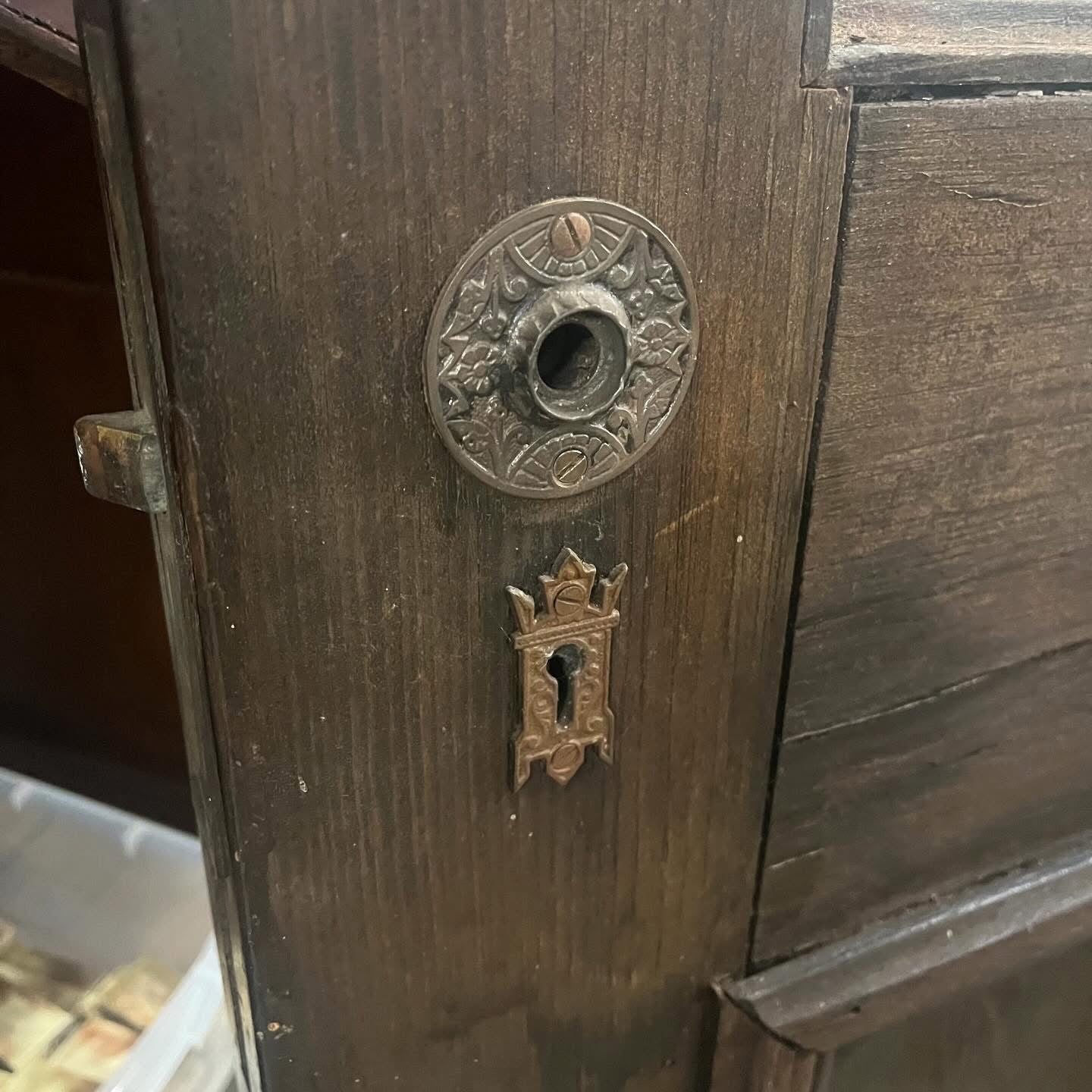 Antique Door with Wavy Glass and Doorbell