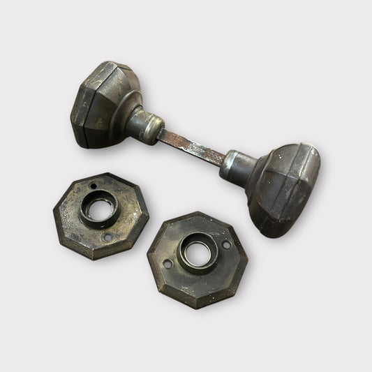 Antique Steel Octagonal Door Knob Set