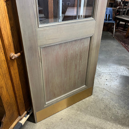 Tall Solid Antique Door With Original Leaded Glass From An Early 1900s Church